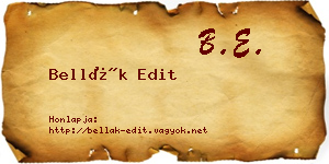 Bellák Edit névjegykártya